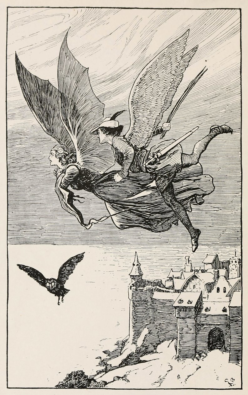 رفيق السفر طار خلفها ، من Fairy Tales من Hans Anderson ، حانة 1919 (نقش) بواسطة جوردون فريدريك براون