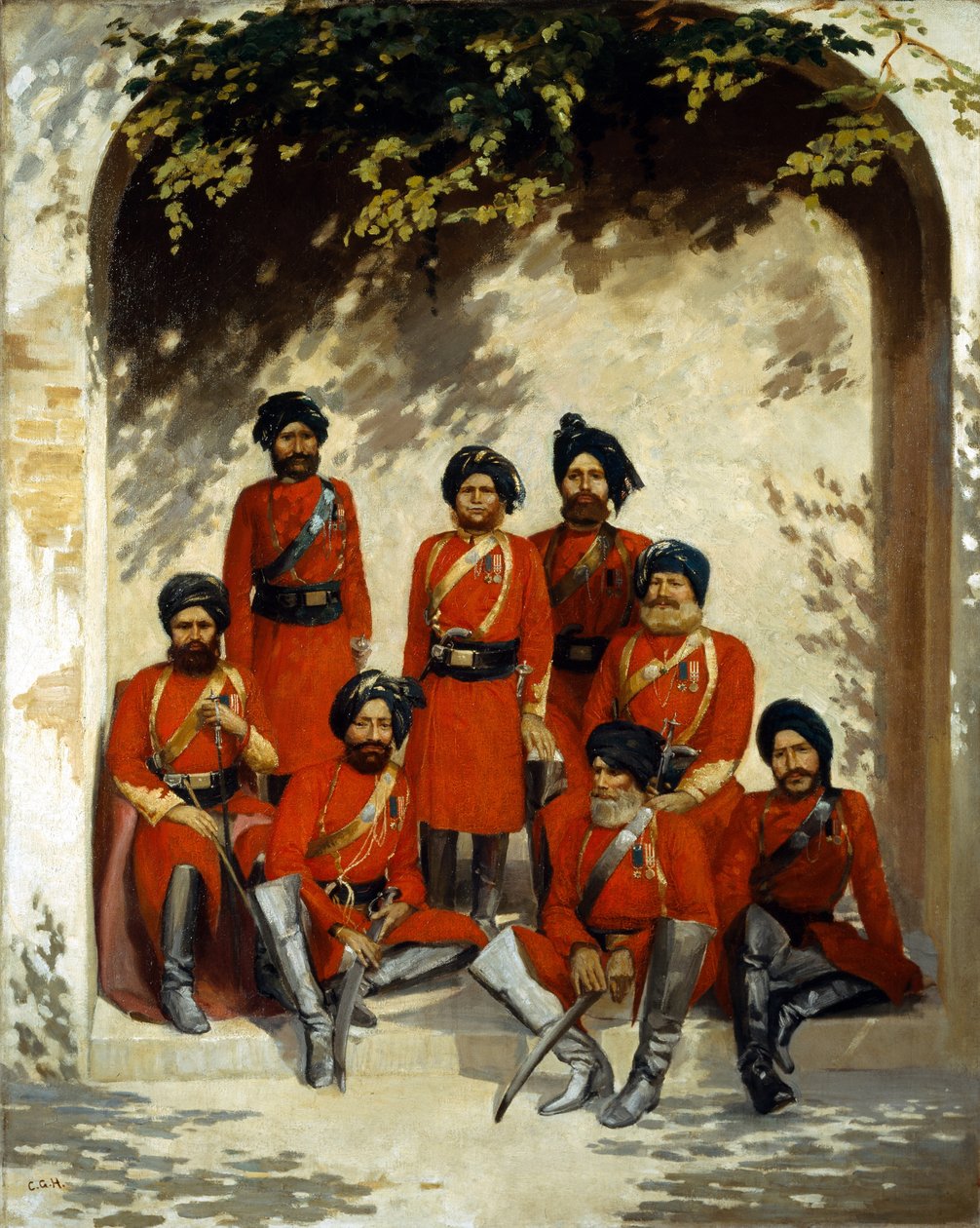 ضباط الجيش الهندي وضباط الصف ، فوج الفرسان الثاني ، قوة حدود البنجاب ، c.1863 بواسطة جوردون هايوارد