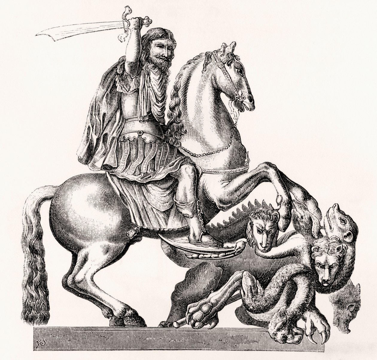 تمثيل الملك تشارلز الثاني ملك إنجلترا على أنه القديس جورج سلاينغ التنين ، 1855 بواسطة جوتفريد ليبر