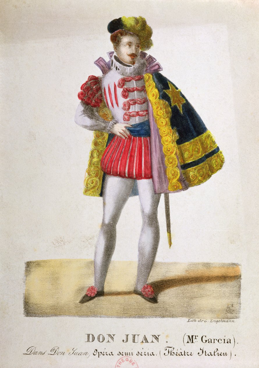 زي السيد جارسيا في دور دون خوان في الأوبرا "دون جيوفاني" بقلم فولفجانج أماديوس موتسارت (1756-1991) ، ج. 1830 بواسطة Gottfried أو Godefroy Engelmann