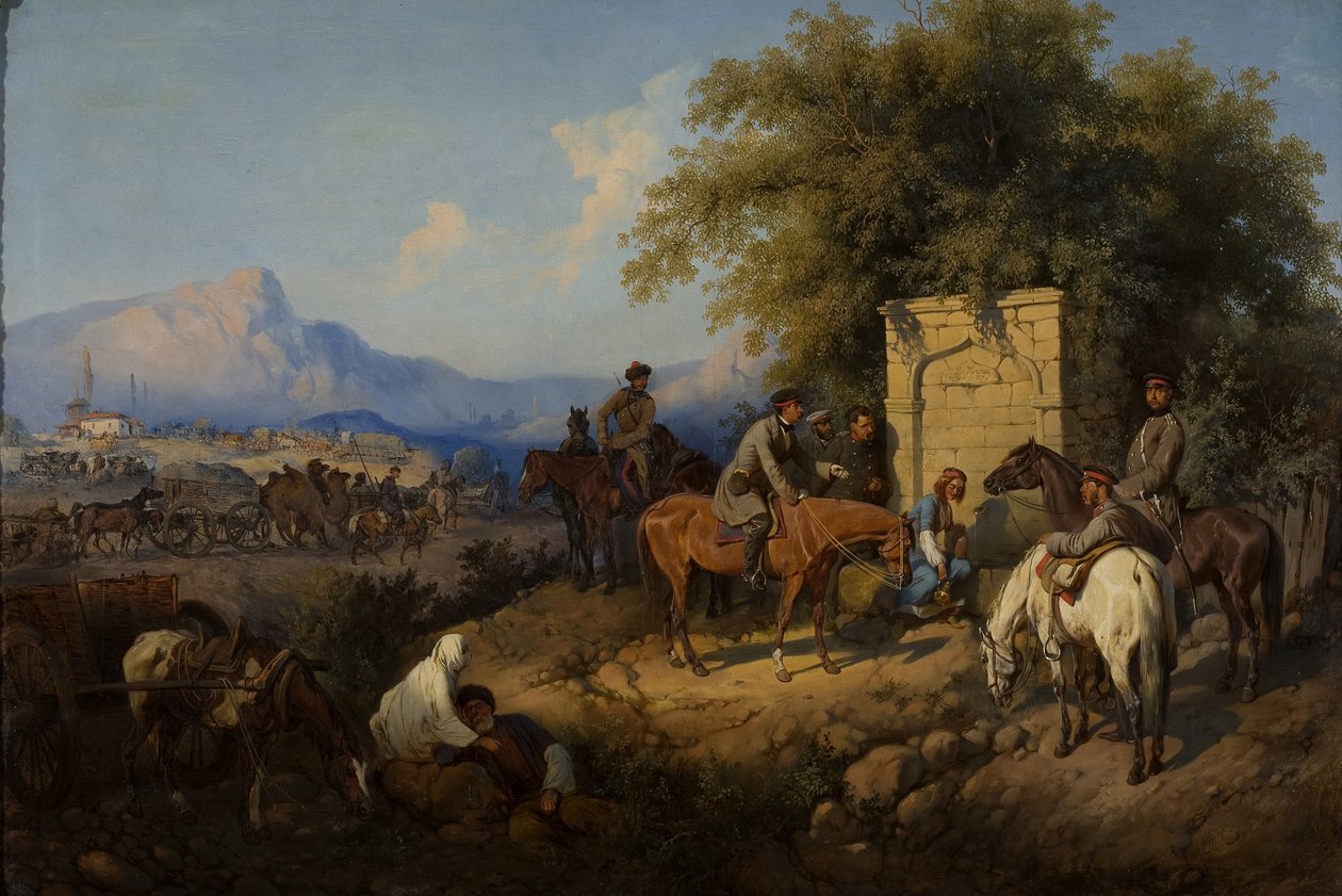القوات الروسية تعبر جبال القوقاز في أجارا ، 1872 بواسطة جوتفريد ويليوالدي