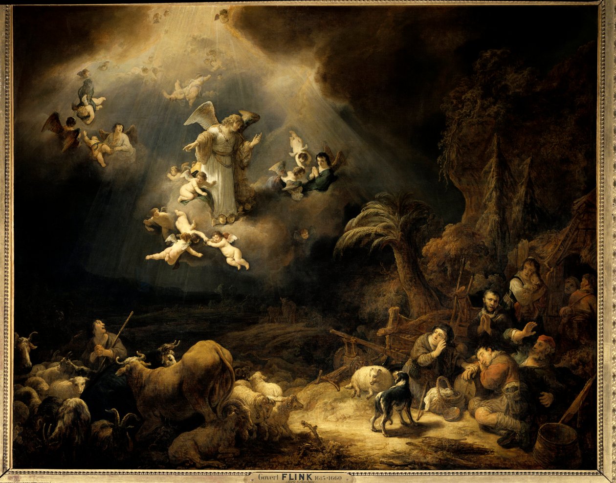 الإعلان عن رسم الرعاة بواسطة Govaert Flink (1615-1660) (ec.flam.) 1639 Sun. 1،6x1،96 م باريس ، متحف اللوفر. بواسطة جوفيرت فلينك