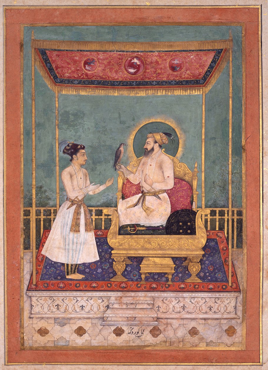 شاه جهان محاط ابنه دارا شيكوه ، ج. 1630-1640 (مرحاض غير شفاف وذهب على ورق) بواسطة جوفاردان