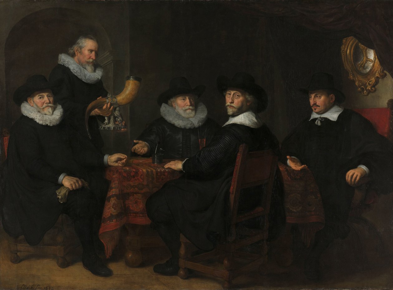 أربعة حكام من الحرس المدني في Arquebusiers ، أمستردام ، 1642. بواسطة جوفيرت فلينك