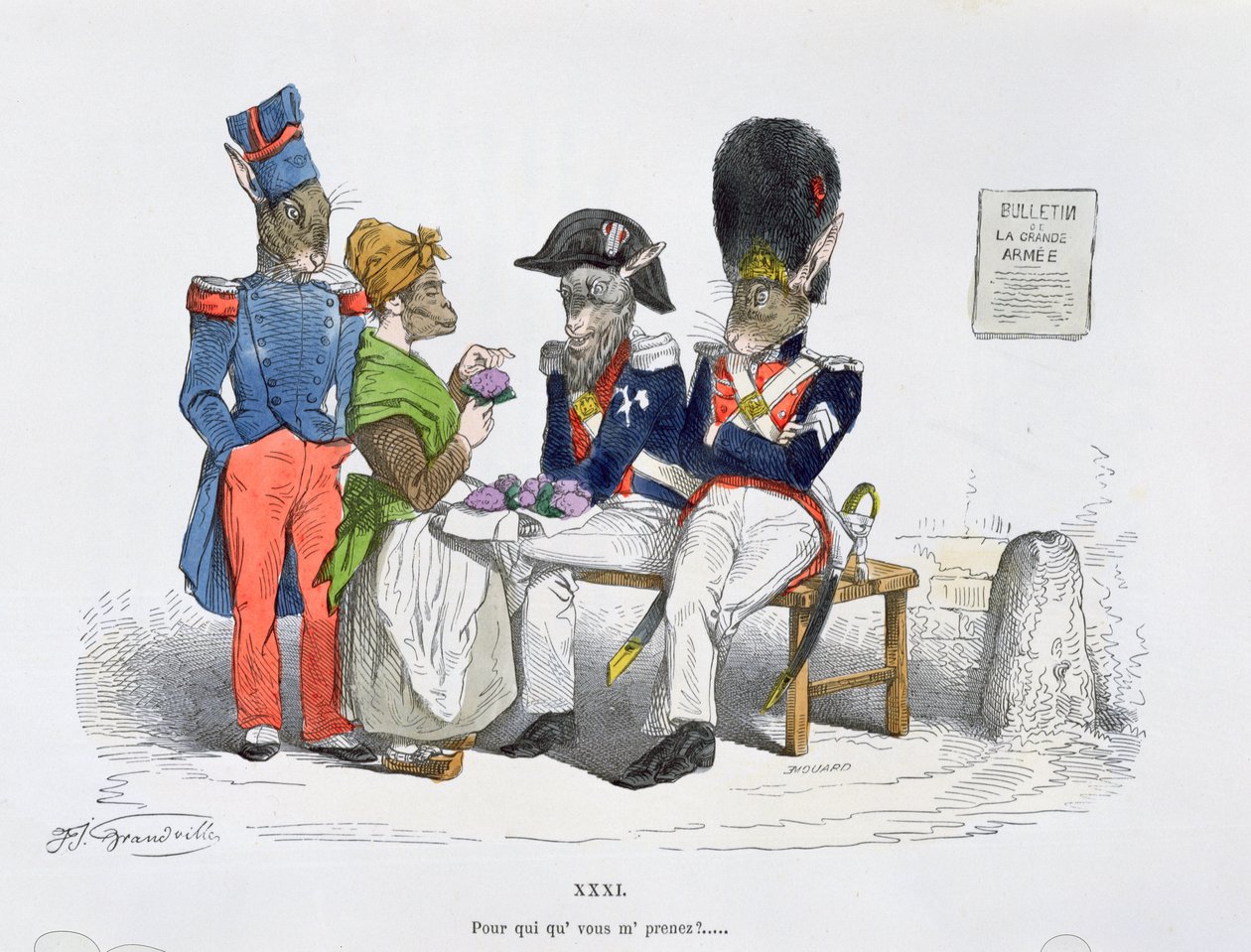 كاريكاتير من سلسلة Les Metamorphoses du Jour ، أعيد طبعه عام 1854 بواسطة جراندفيل