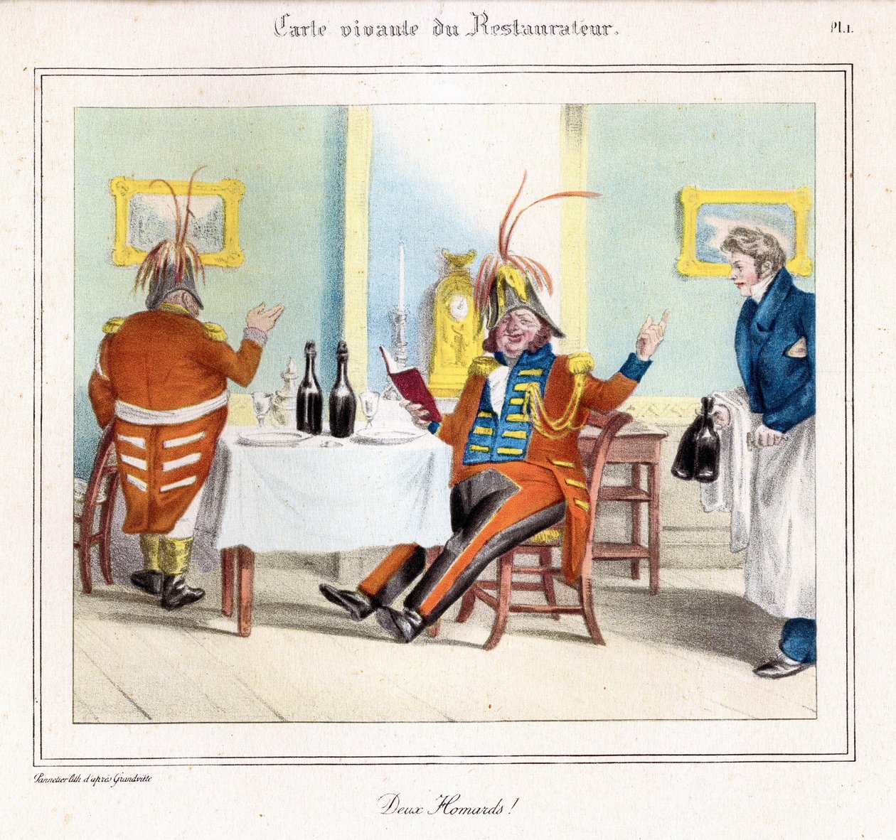 خريطة المعيشة للمطعم: اثنان من الكركند! 1831-32 (الطباعة الحجرية) بواسطة جراندفيل