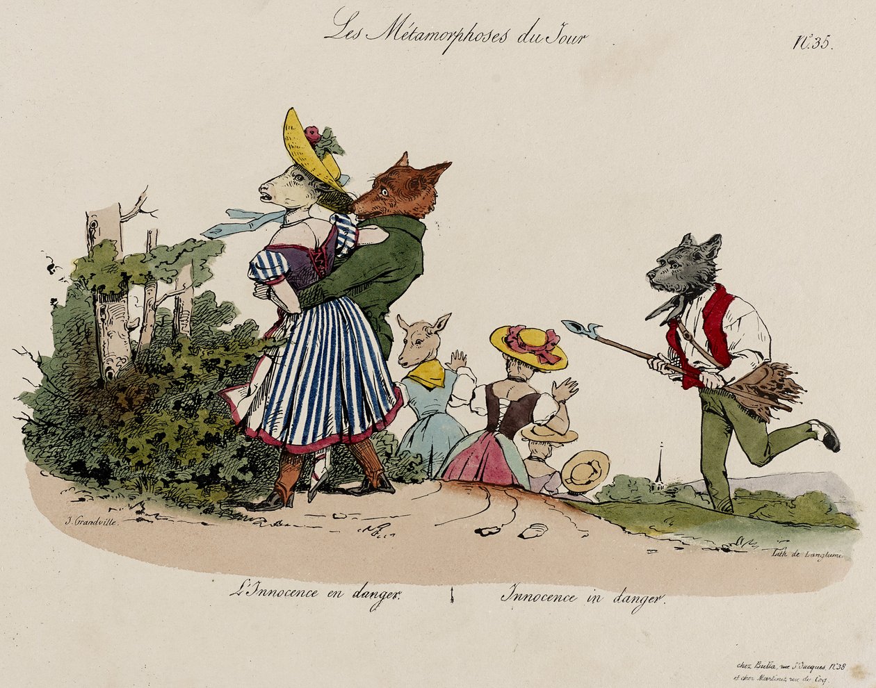 Les Metamorphoses du Jour ، رقم 35 (حجر ملون يدويًا) بواسطة جراندفيل
