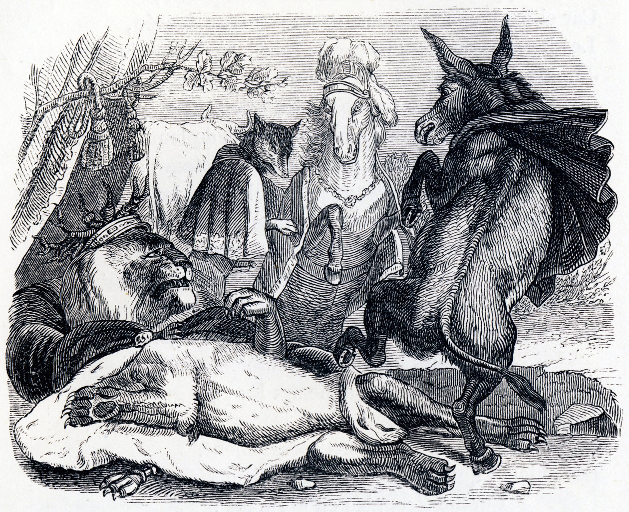 الأسد القديم - أساطير لافونتين بواسطة جراندفيل