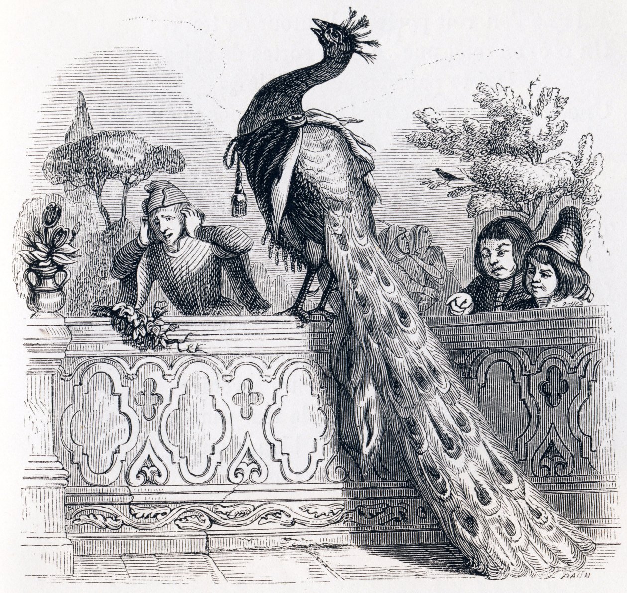 الطاووس يشكو إلى Junon - Fables بواسطة La Fontaine بواسطة جراندفيل