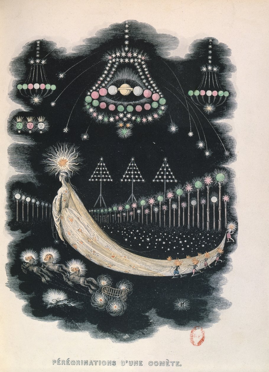 نزول مذنب ، وربما تذكار من هاليس المذنب في عام 1834. 1849 بواسطة جراندفيل