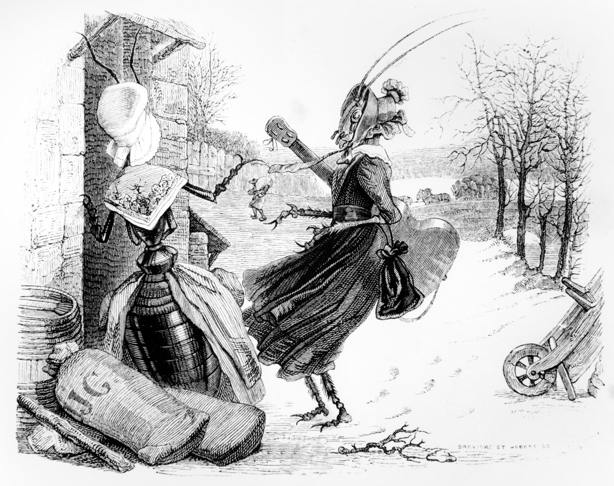 الزيز والنمل ، رسم توضيحي لـ "خرافات" لافونتين (1621-1695) ، نشرها H.Fournier Aine ، 1838 بواسطة جراندفيل