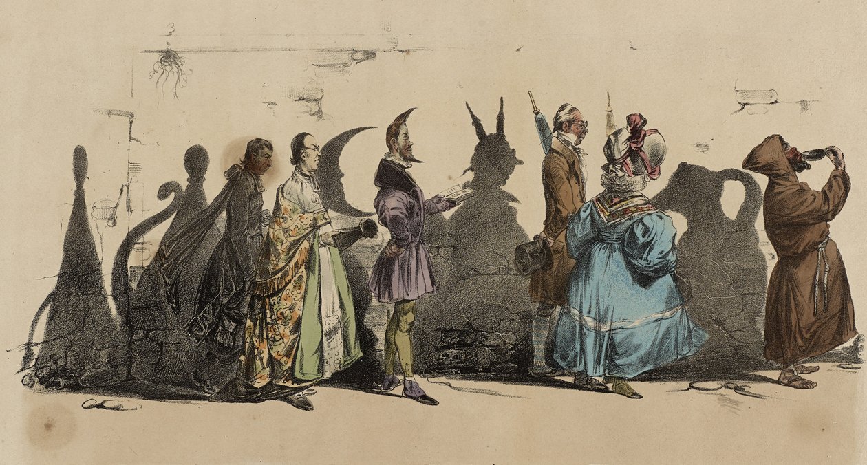 الكاريكاتير Les Ombres Portees ، رقم 5 (ليثو ملون باليد) بواسطة غراندفيل 1803 47 غراندفيل 1803 47