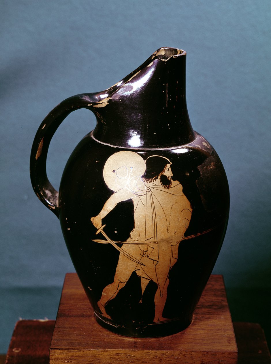 العلية oinochoe الشكل الأحمر العلية التي تصور Ulysses ملاحقة الساحرة Circe بسيفه (السيراميك) (انظر أيضًا 279363) بواسطة اليونانية