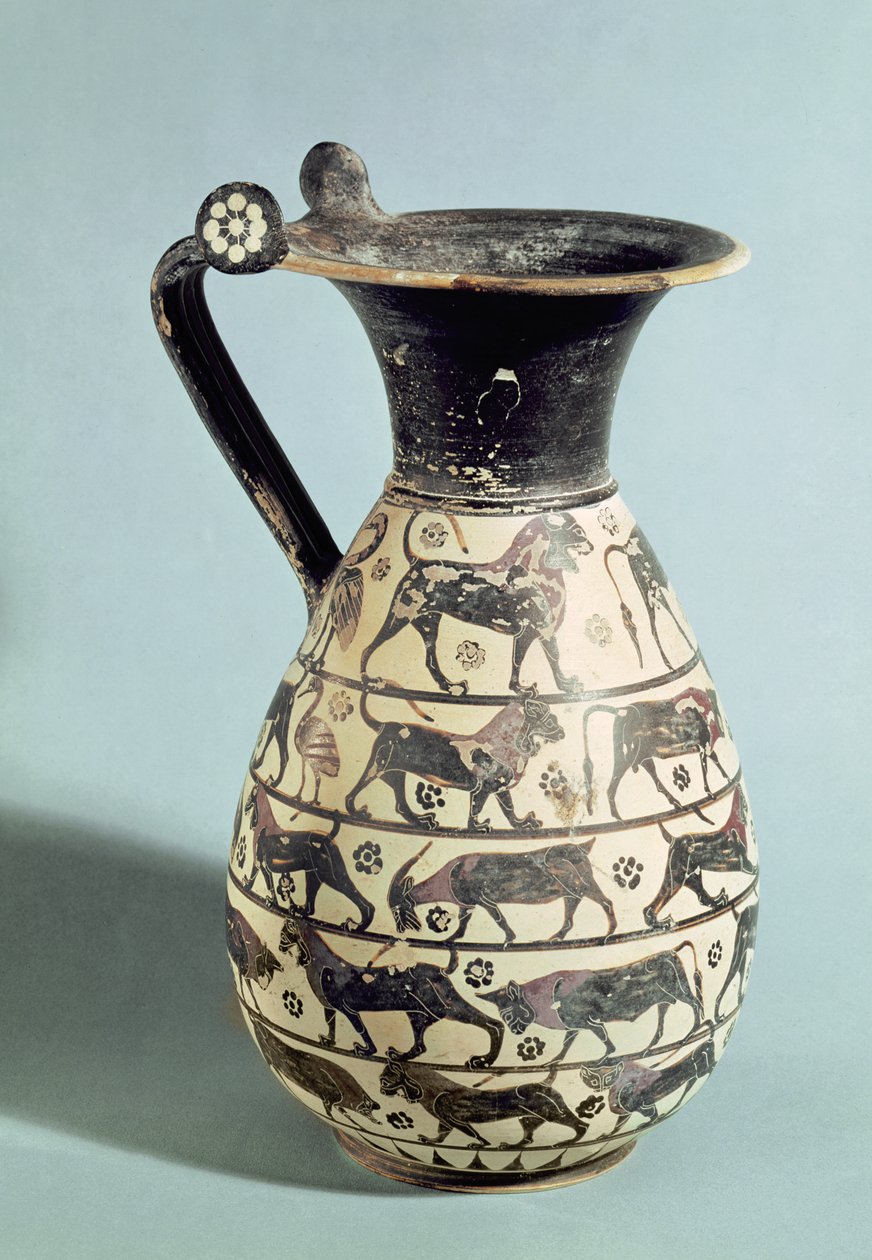 oinochoe كورنثية مزينة بالأسود ، من Vulci ، c.530-520 قبل الميلاد (السيراميك) بواسطة اليونانية