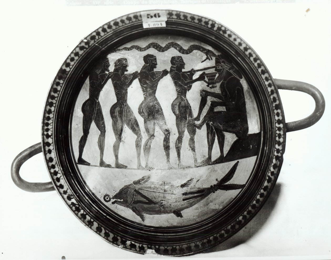 كأس يصور يوليسيس ورفاقه Blinding Polyphemus (سيراميك) (انظر أيضًا بالألوان FLA 168743) بواسطة اليونانية