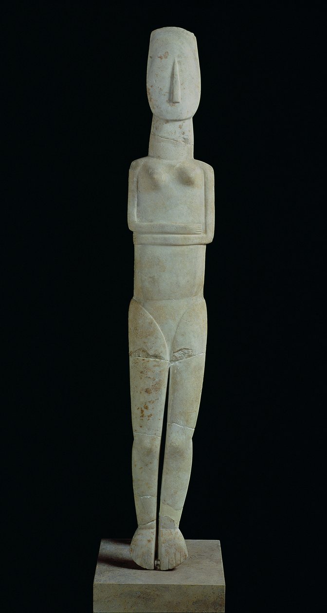 شخصية أنثوية ، من Amorgos ، العصر السيكلادي المبكر الثاني (ثقافة Keros-Syros) 2800-2300 قبل الميلاد (رخام) بواسطة اليونانية