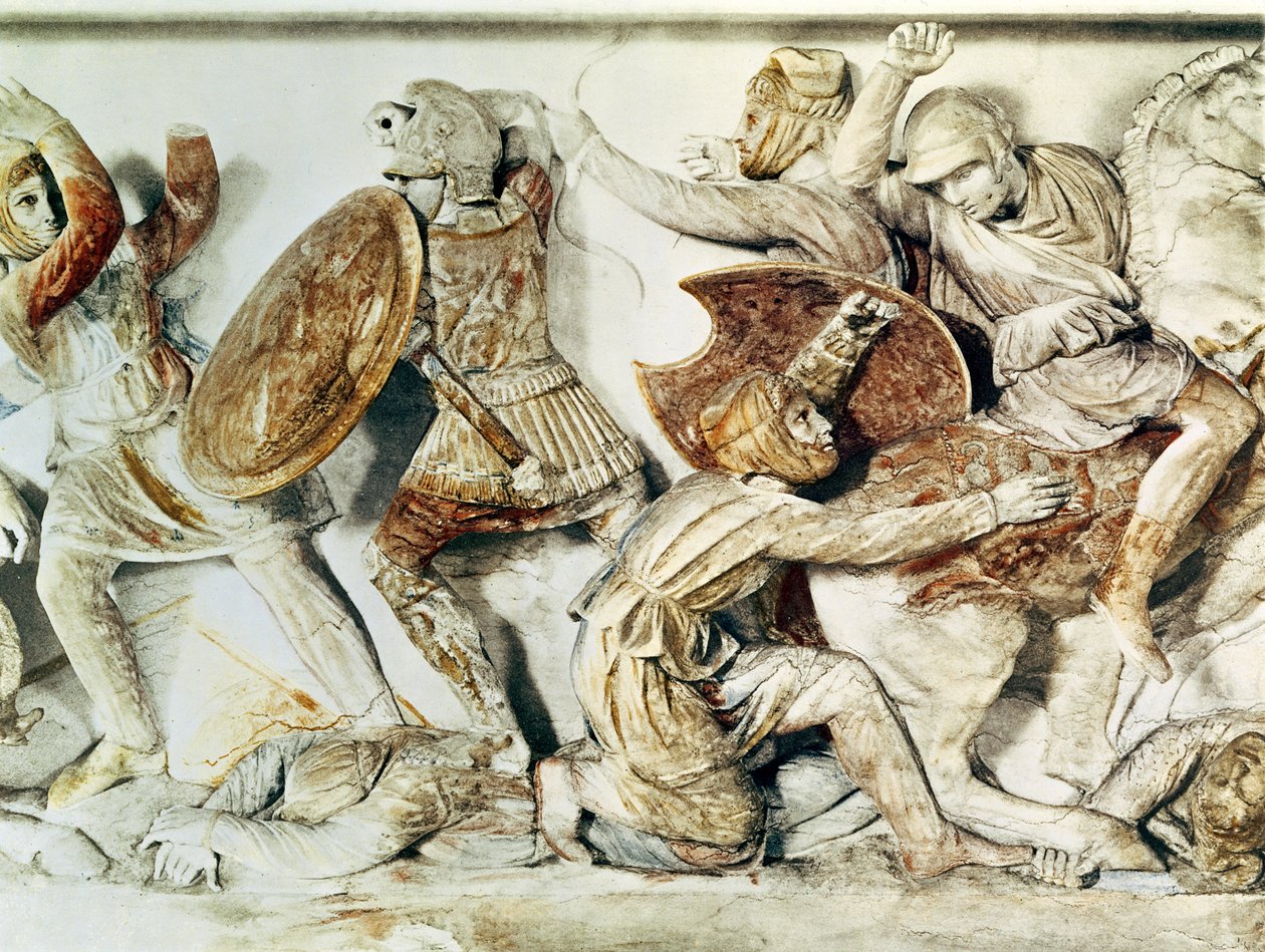 ألكسندر تابوت يصور مشهد معركة ، c.325-300 قبل الميلاد (لوحة جدارية) بواسطة اليونانية