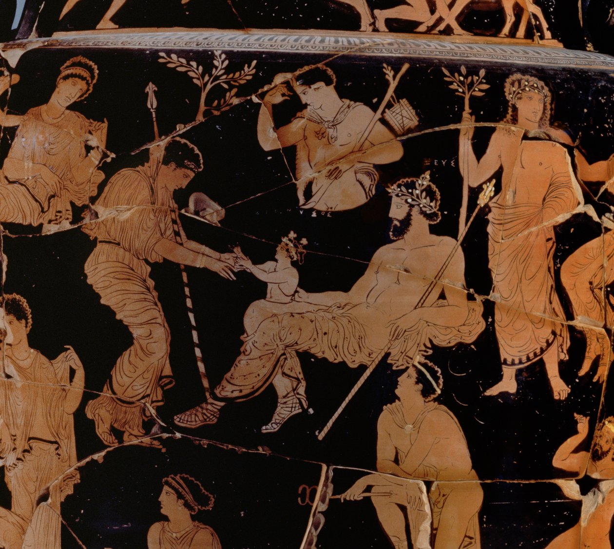 ولادة ديونيسوس ، krater redo-apulian ، أواخر القرن الخامس قبل الميلاد - أوائل القرن الرابع قبل الميلاد تفاصيل السيراميك من 153339 بواسطة اليونانية