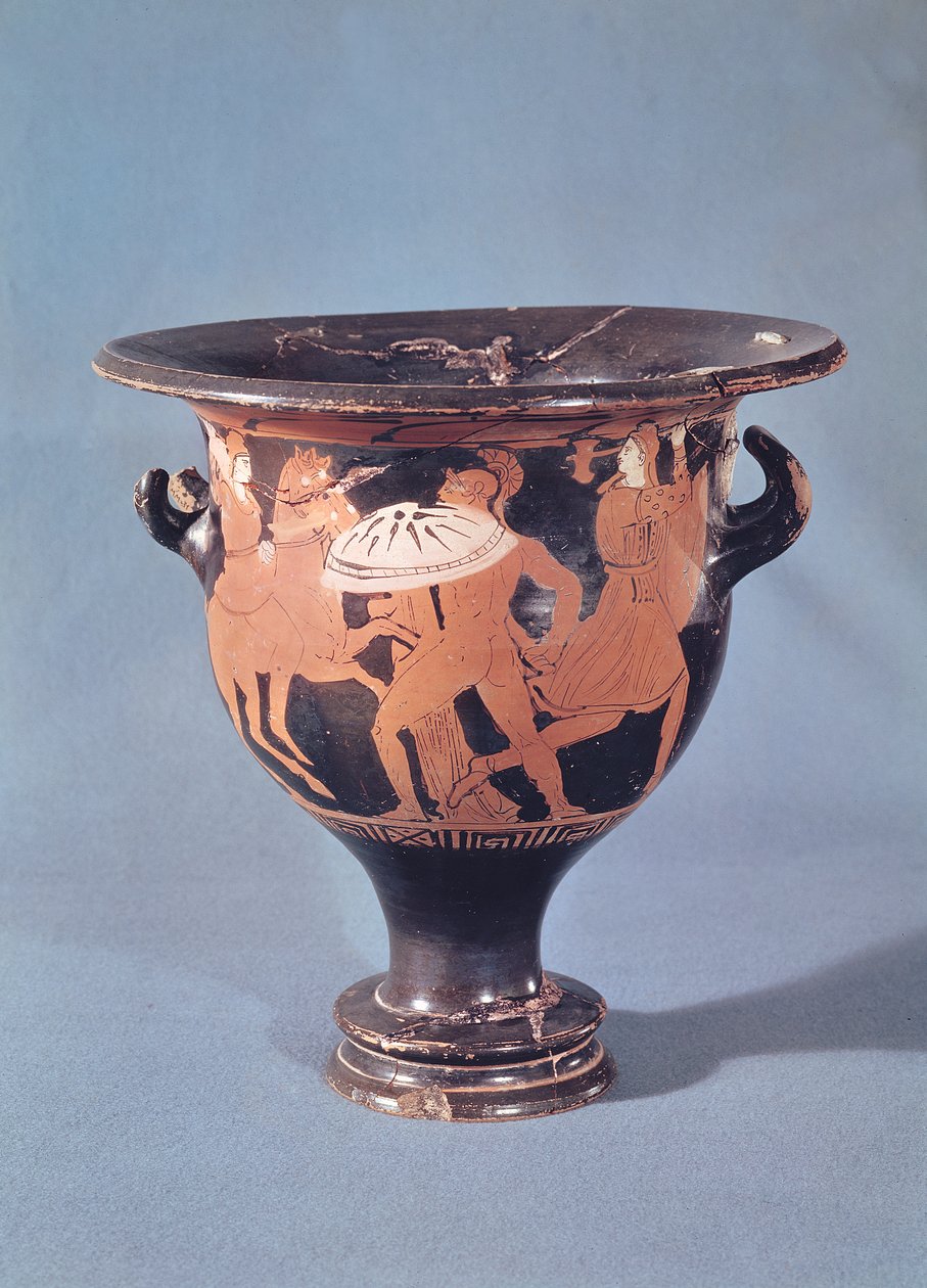 ال Kertch Krater يصور Hoplite يقاتل اثنين من الأمازون (سيراميك) بواسطة اليونانية
