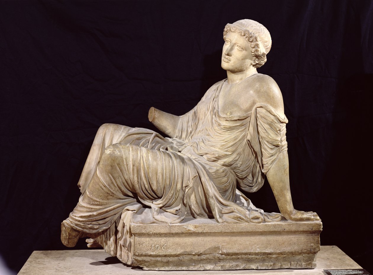 امرأة جالسة على مذبح ، "The Supplicant Barberini" ، c.440-430 قبل الميلاد (رخام) بواسطة اليونانية
