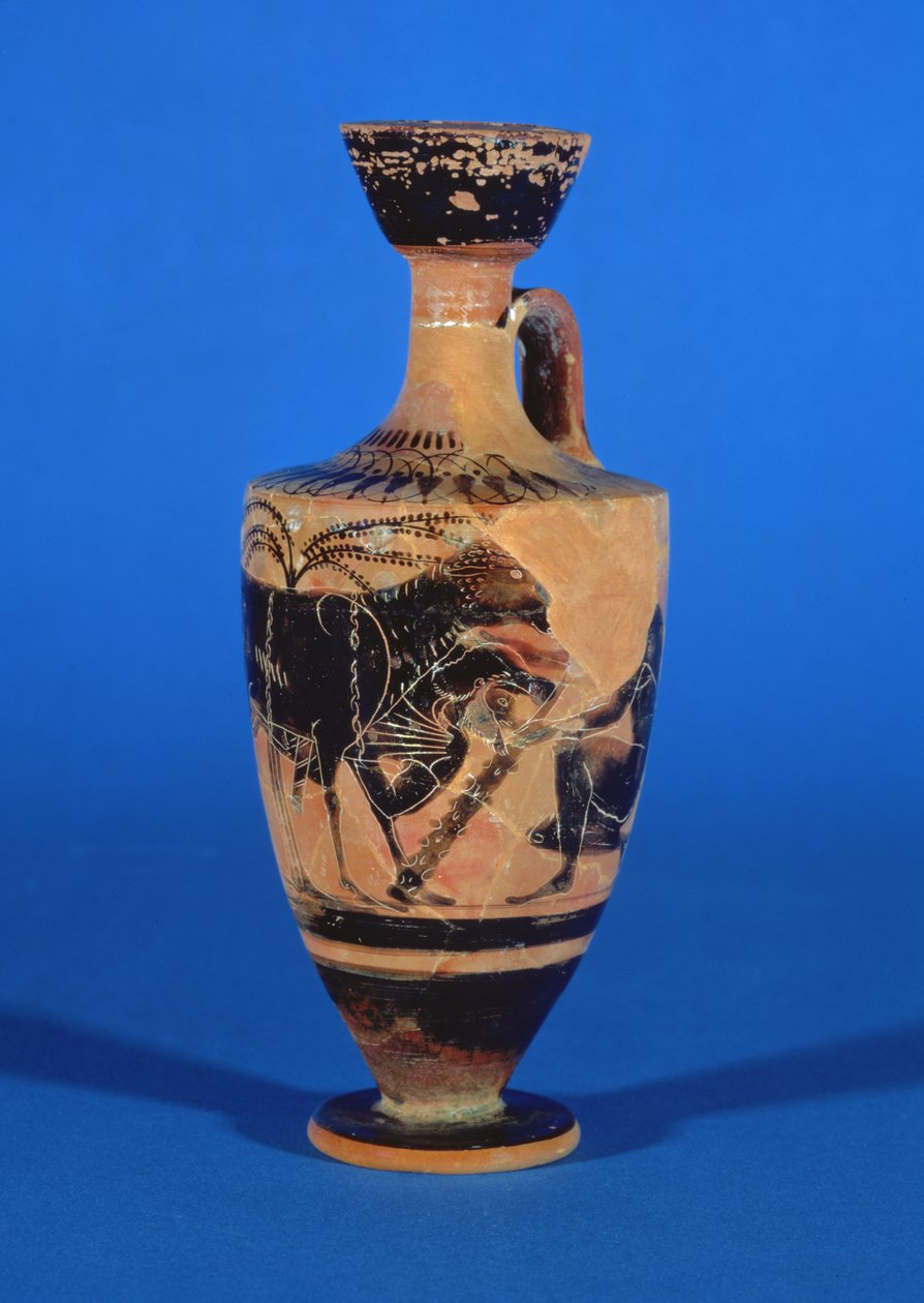 العلية lekythos الشكل الأسود تصور Odysseus الهروب من العملاق ، ج. 530 ق بواسطة اليونانية