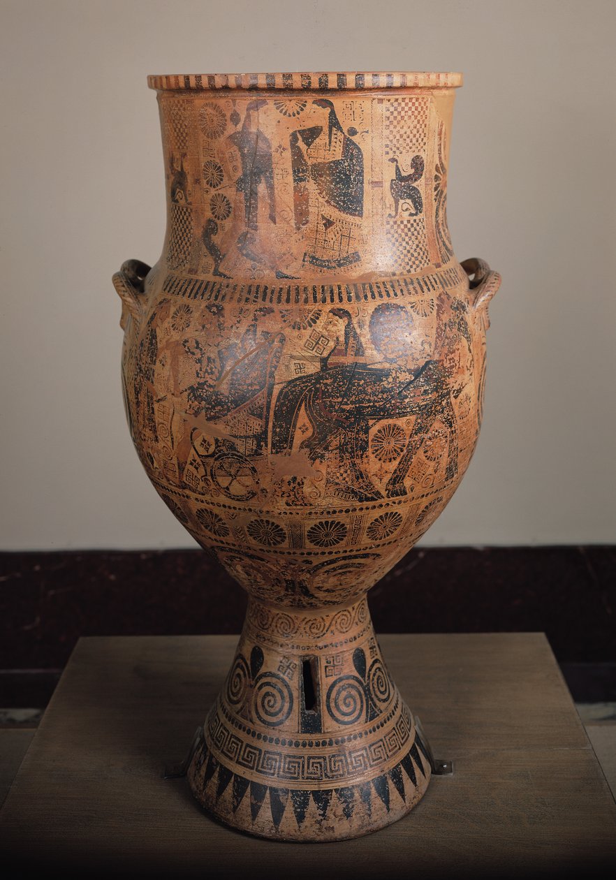 Krater يصور رحيل هرقل ، من أبترا في كريت ، c.610 قبل الميلاد (السيراميك) بواسطة اليونانية