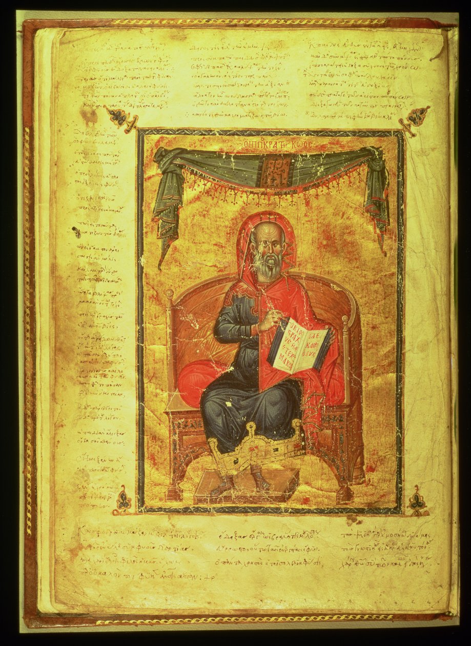 السيدة غريك 2144 fol.10v أبقراط (c.460-377 قبل الميلاد) بواسطة اليونانية