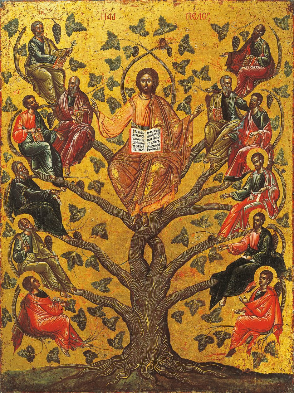 Christ the True Vine icon بواسطة المدرسة اليونانية
