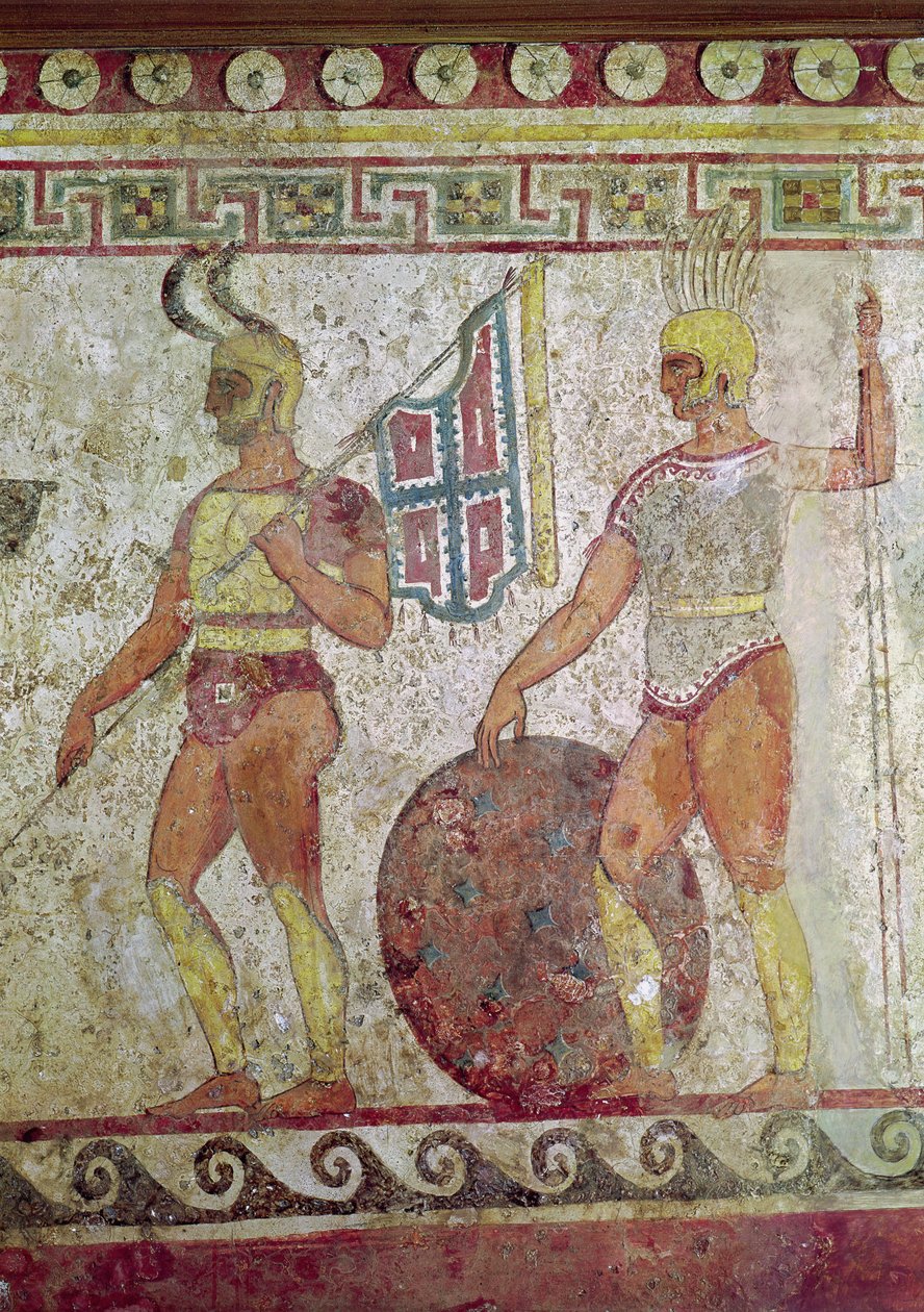 جنود مشاة ، لوحة مقبرة من Paestum (انظر أيضًا 119488) بواسطة المدرسة اليونانية
