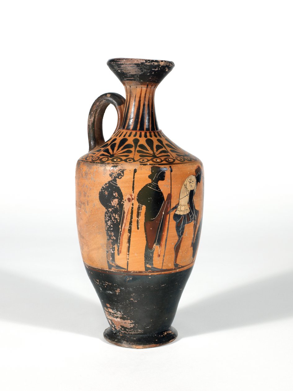 Lekythos ، ووريورز يسلحون للمعركة ، 510-500 قبل الميلاد بواسطة المدرسة اليونانية