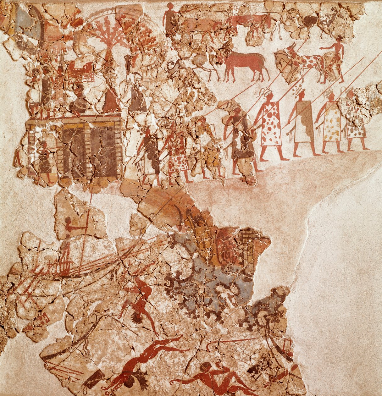 وفاة الليبيين ، أكروتيري جص ، ثيرا (اليوم سانتوريني) (اليونان) ، حضارة مينوان بواسطة المدرسة اليونانية