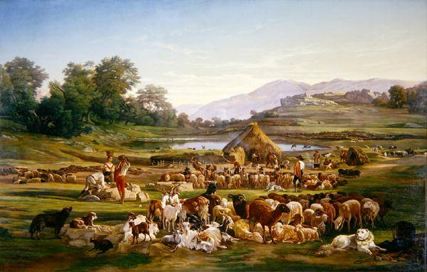 الرعاة مع الأغنام بواسطة Gregoire Isidore Flacheron