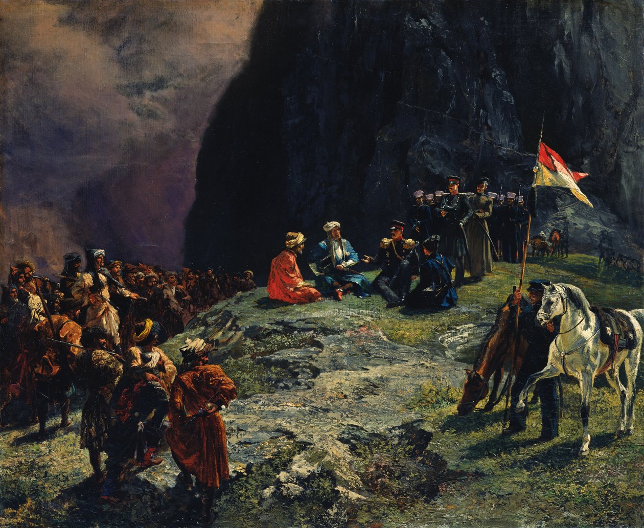 لقاء الجنرال كلوك فون كلوغيناو والإمام شامل عام 1837 م 1849 بواسطة غريغوري جريجوريفيتش جاجارين