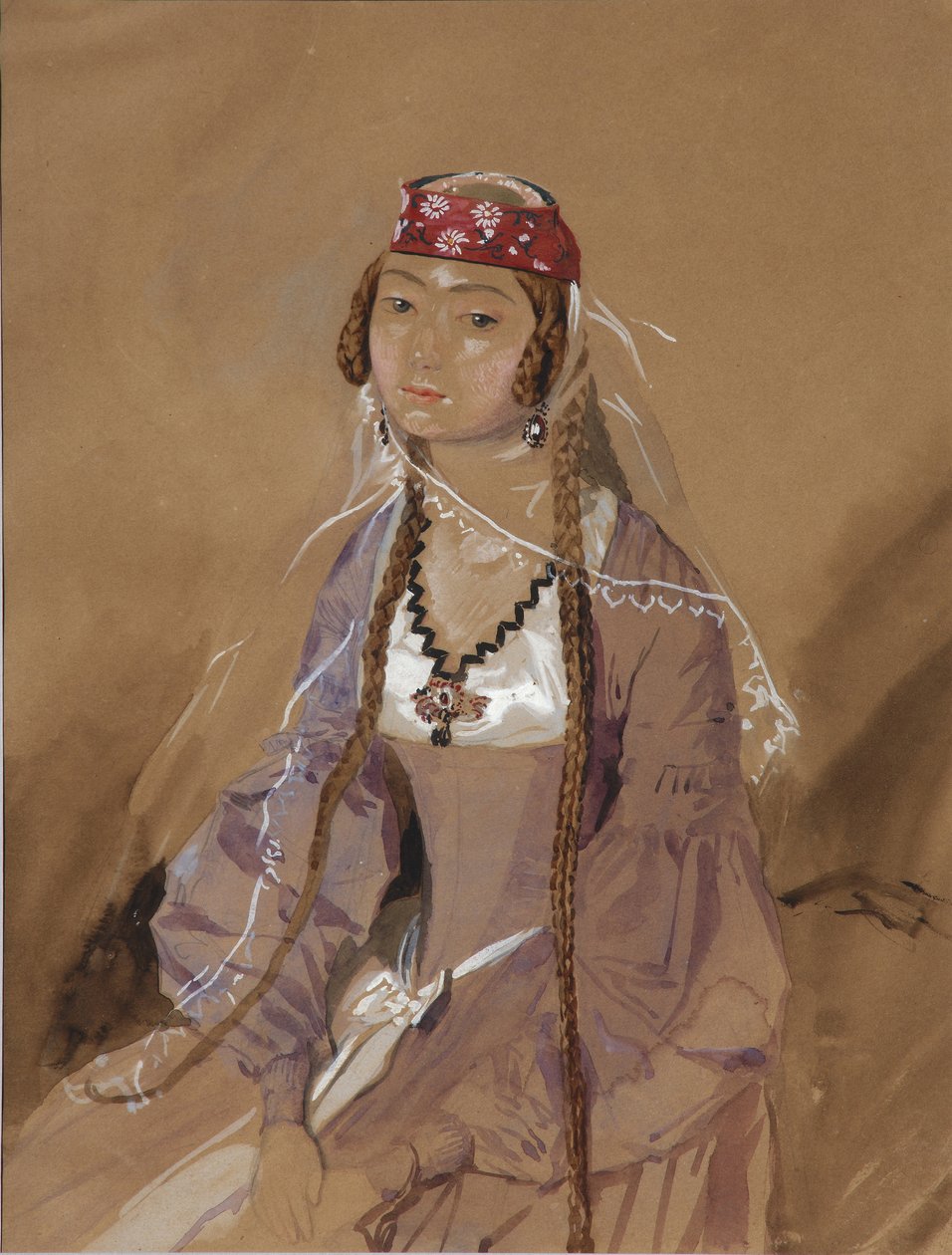 صورة للكونتيسة مارتا سولوجاشفيلي ، الأميرة إريستافي ، 1840-1842 بواسطة غريغوري جريجوريفيتش جاجارين