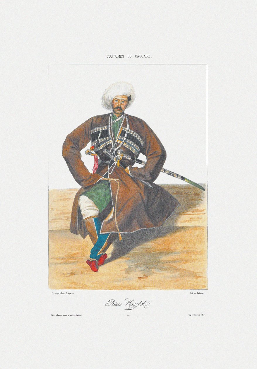 الأمير قازبك من أوسيتيا من: مناظر ومناظر طبيعية ويموت وأزياء القوقاز ، 1840 بواسطة غريغوري جريجوريفيتش جاجارين