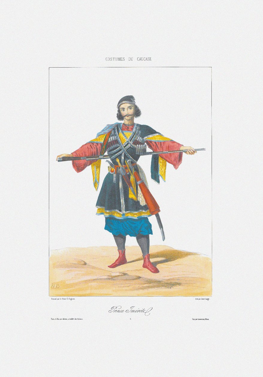 أمير Imereti من: مشاهد ومناظر طبيعية ويموت وأزياء القوقاز ، 1840 بواسطة غريغوري جريجوريفيتش جاجارين