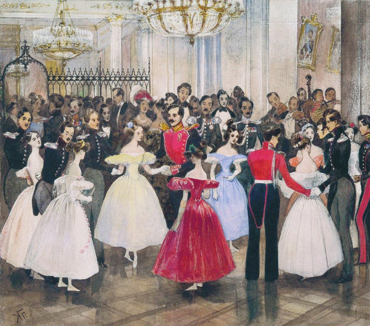 الكرة في بيت الأميرة ماريا بارياتينسكايا ، 1830s بواسطة غريغوري جريجوريفيتش جاجارين
