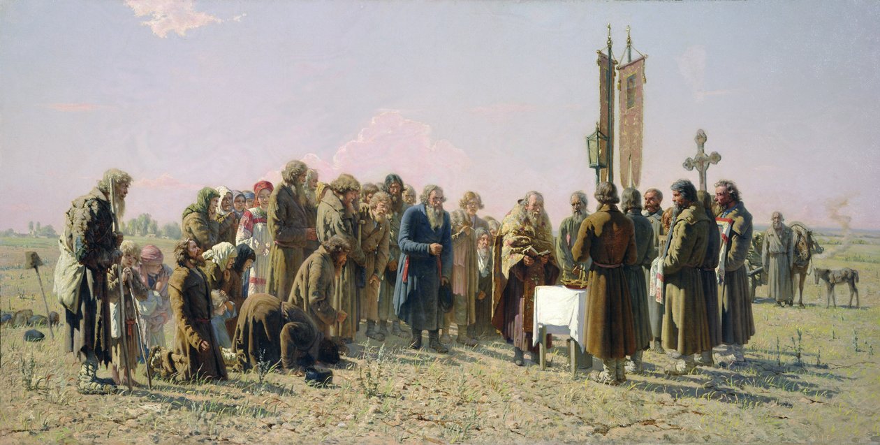 الصلاة أثناء الجفاف بواسطة Grigori Grigorievich Mjasoedov