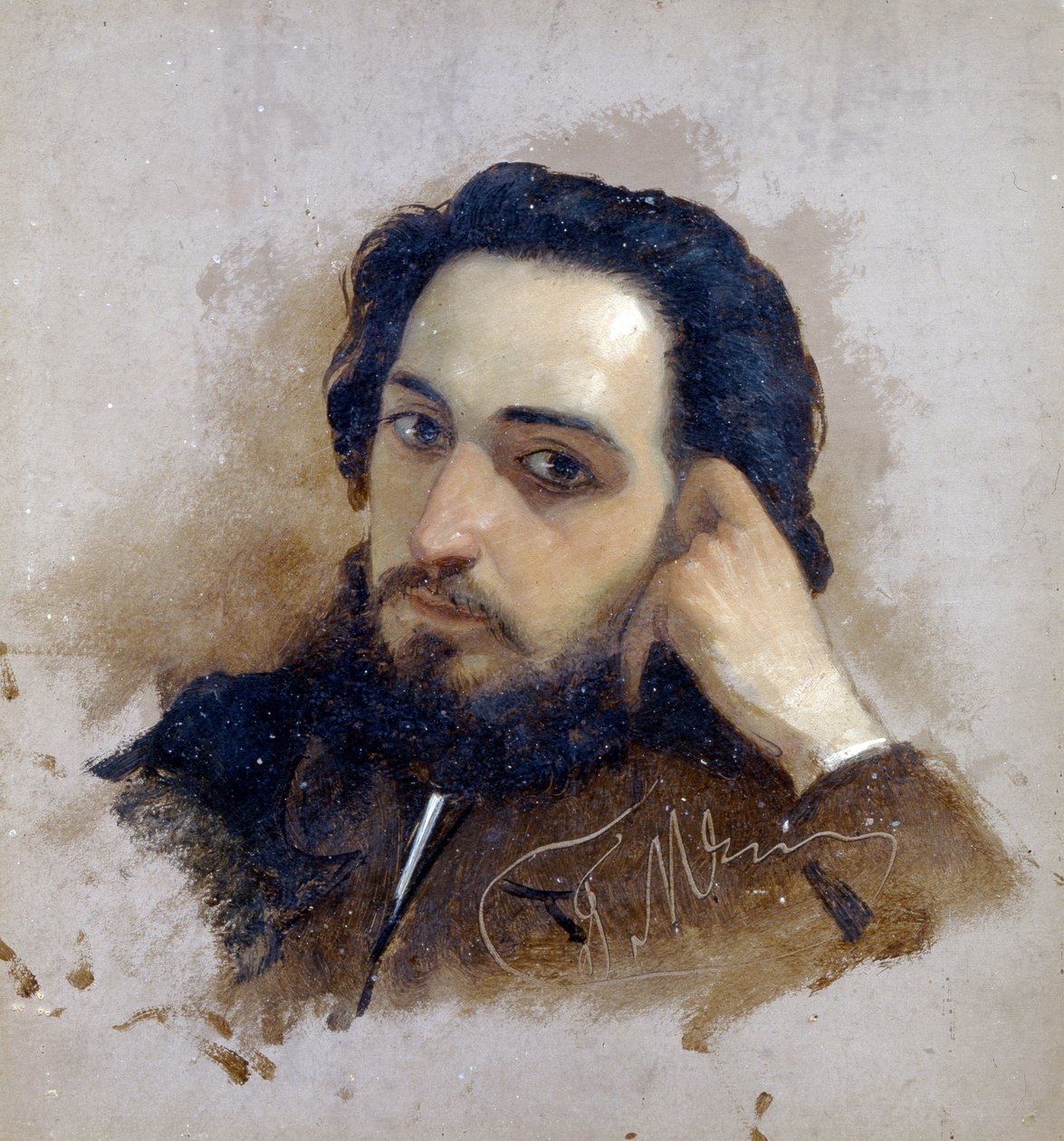Portrait de Vsevolod Mikhailovitch Garchine (1855-1888) ، ecrivain russe (صورة للمؤلف Vsevolod Garshin). Peinture de Grigori (Grigoriy، Grigory) Grigoryevich Myasoyedov (Myasoedov، Miasoedov) (1834-1911) - Huile sur carton - كيسلوفودسك ، متحف N. بواسطة غريغوري مياسويدوف