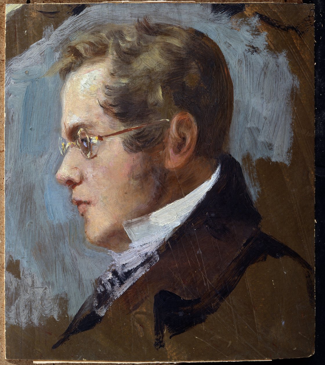 Portrait du poete prince Piotr Andreievitch Viazemski (Pierre Wiazemsky) (1792-1878) (صورة للشاعر الأمير Pyotr. A. Vyazemsky). Oeuvre de Grigori (Grigoriy، Grigory) Grigoryevich Myasoyedov (Myasoedov، Miasoedov) (1834-1911) ، huile sur carton. فن بواسطة غريغوري مياسويدوف