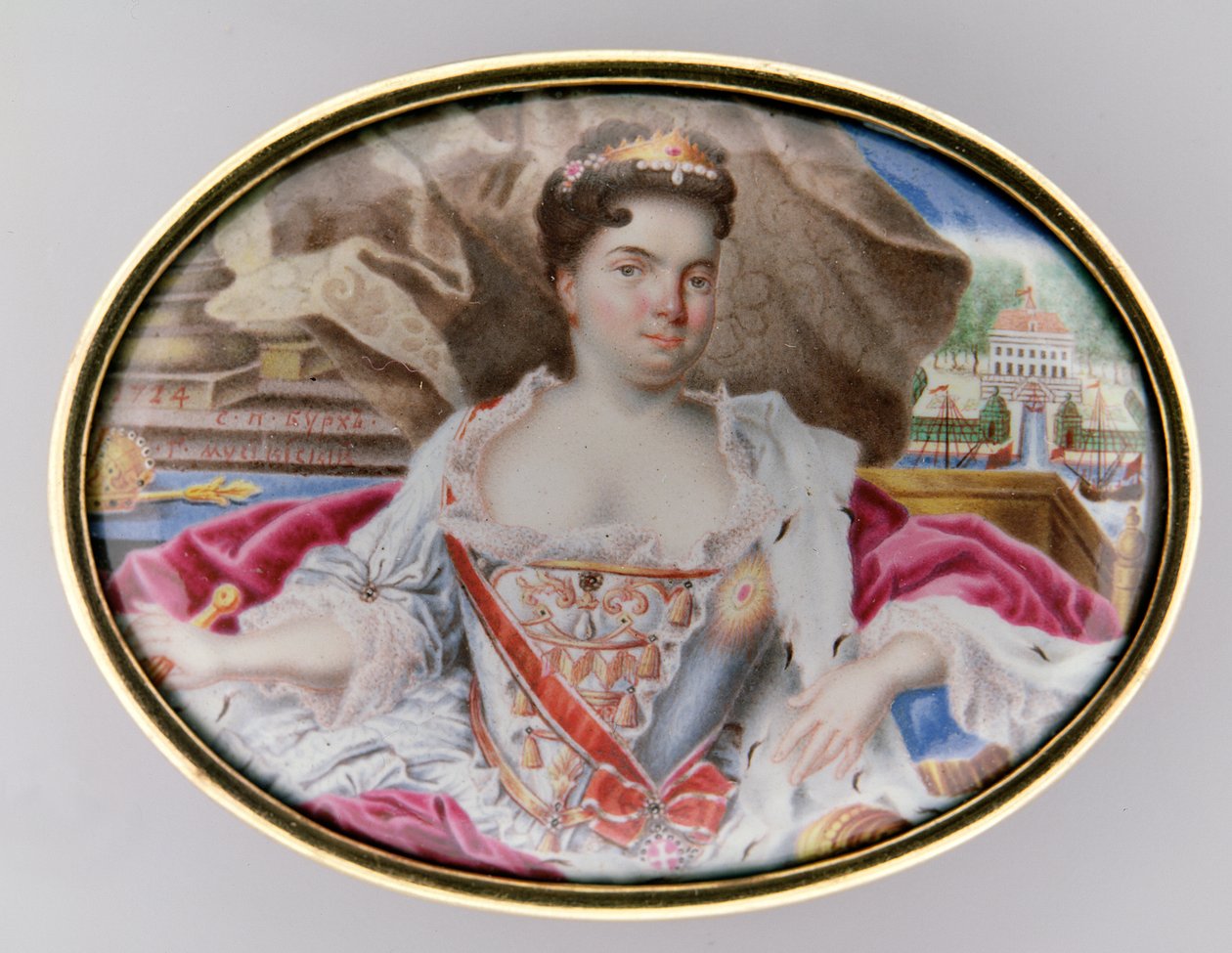 صورة لكاترين 1 (1684-1727) ، 1724 (مينا على الذهب) (زوج من 209297) بواسطة غريغوري سيميونوفيتش موسيكييسكي