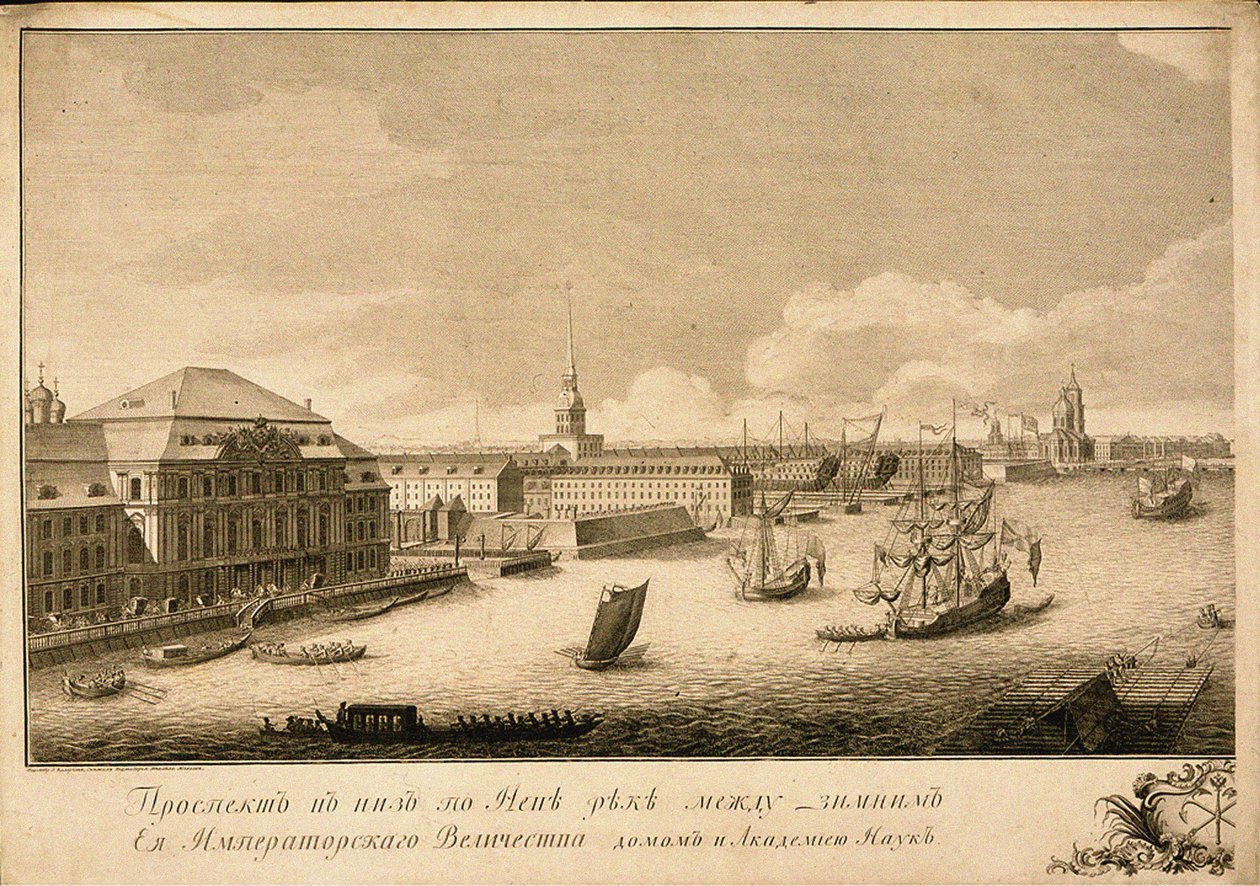 منظر لقصر الشتاء من نهر نيفا ، 1753 بواسطة غريغوري أنيكيفيتش كاتشالوف