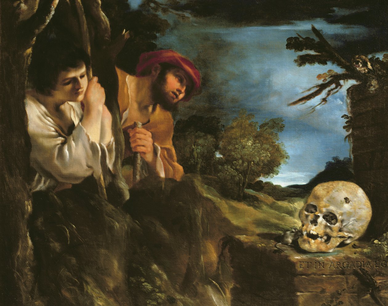 إت في أركاديا الأنا (زيت على كافاس) بواسطة جيوفاني فرانشيسكو باربيري (Il Guercino)