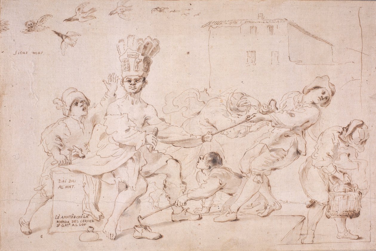 موضوع الشكل (حبر (بني داكن) على الورق (على البطاقة)) بواسطة جيوفاني فرانشيسكو باربيري (Il Guercino)