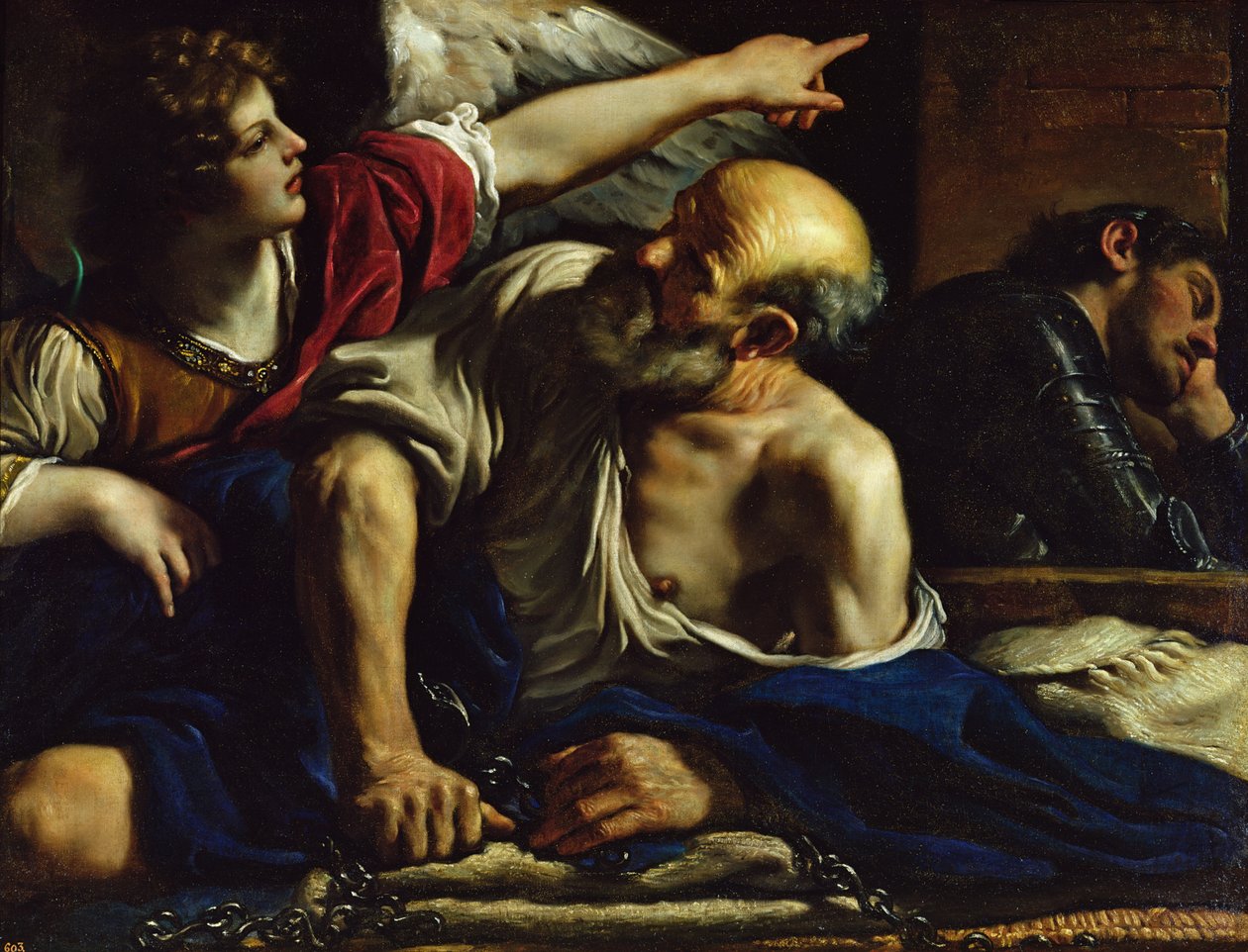 حرر القديس بطرس بواسطة ملاك بواسطة جيوفاني فرانشيسكو باربيري (Il Guercino)