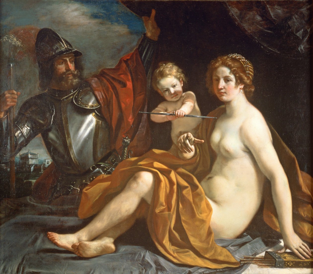 الزهرة والمريخ وكيوبيد بواسطة جيوفاني فرانشيسكو باربيري (Il Guercino)