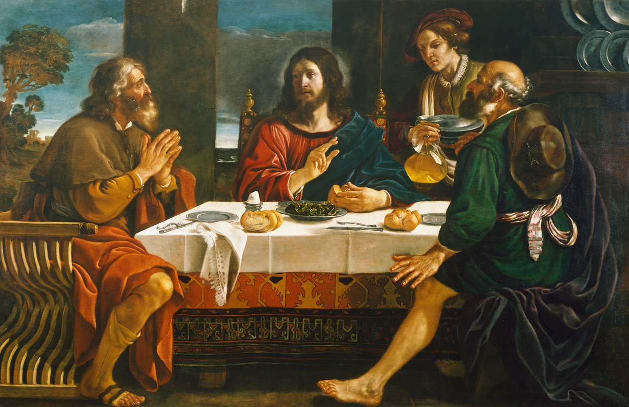 العشاء في Emmaus ، بواسطة Giovanni Francesco Barbieri ، المعروف باسم Guercino (1591-1666) ، زيت على قماش بواسطة جويرسينو