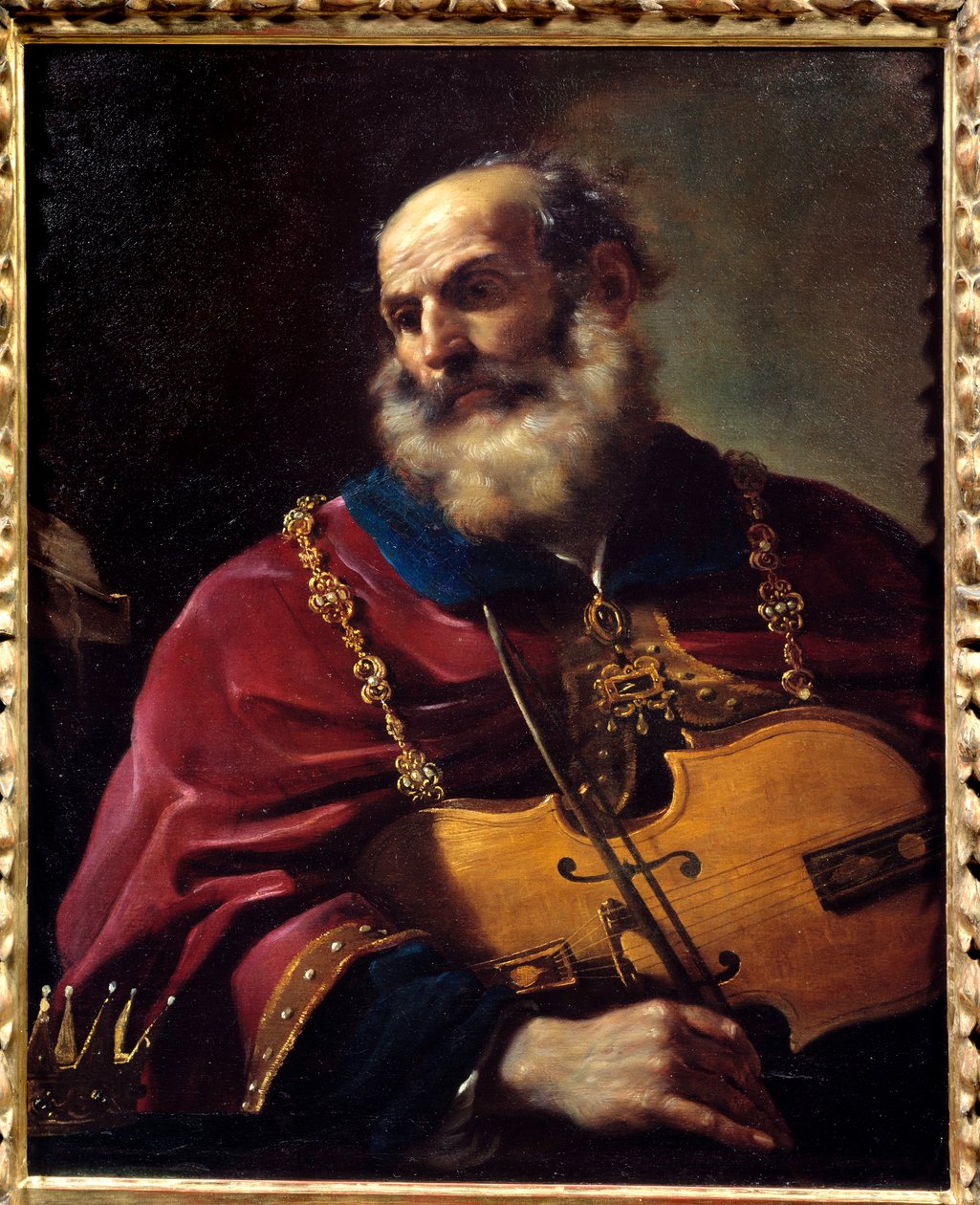الملك داود (يعزف على الكمان). لوحة باربييري جيوفاني فرانشيسكو ديت لو غيرشين (1591-1666) بواسطة جويرسينو