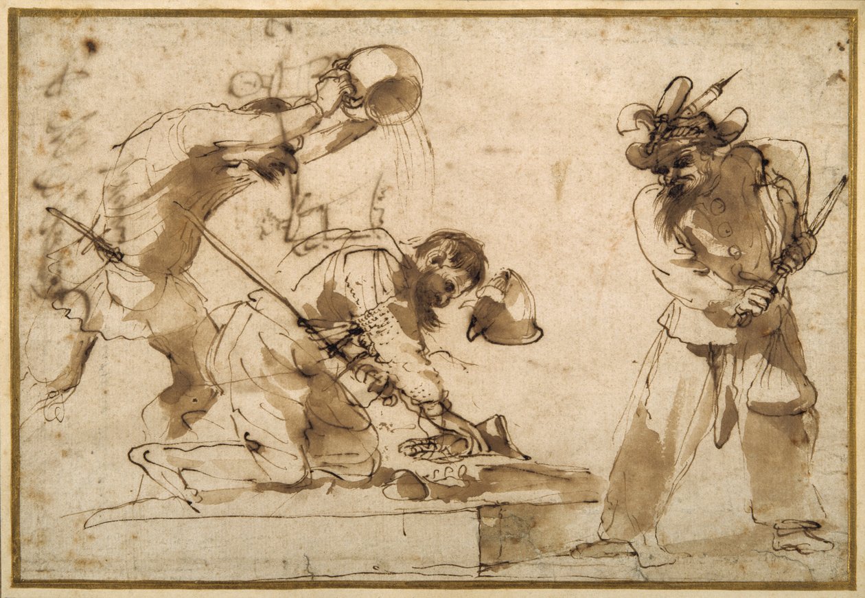 Satirical subject with characters from the Commedia dell