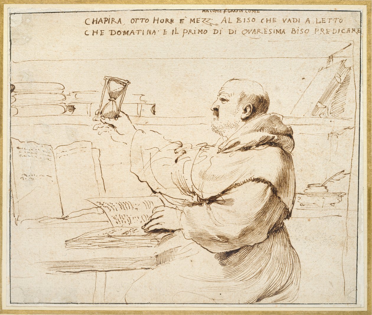 رسم كاريكاتوري لفرا بونافينتورا بيسي ، 1655-1659 بواسطة جويرسينو